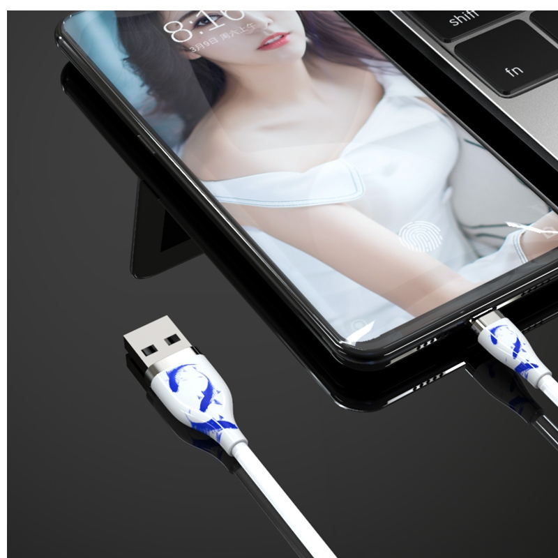 Ceramic cable with 3 colors LED light silicone line for iphone